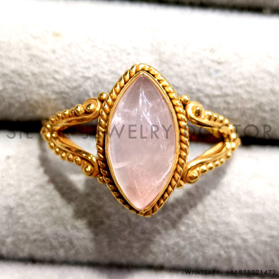 Rose Quartz 925 Sterling Silver Ring (GR-754) Rose Quartz 925 Sterling Silver Ring (GR-754)