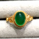 Authentic Gold Plated Pure Sterling Silver Jewelry Nice Green Onyx Gemstone Ring GR-756