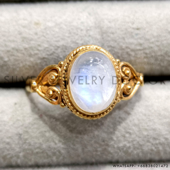 Rainbow Moonstone 925 Sterling Silver Ring (GR-758) Rainbow Moonstone 925 Sterling Silver Ring (GR-758)