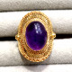 Amethyst Gemstone Magnificent Gold Plated Sterling Silver Jewelry Ring GR-789