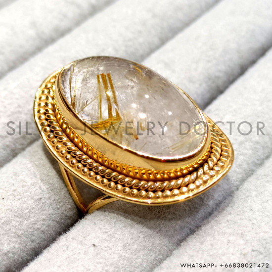 Golden Rutile 925 Sterling Silver Ring (GR-796) Golden Rutile 925 Sterling Silver Ring (GR-796)
