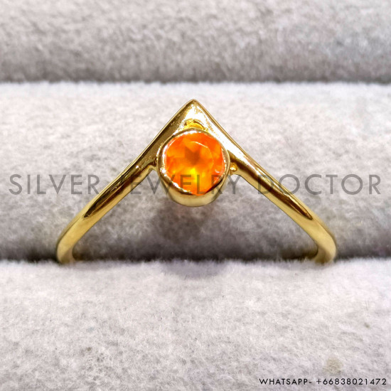 Wholesale Price Jewelry Citrine Gemstone Gold Plated Sterling Silver Ring GR-810