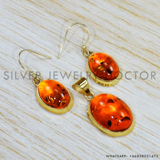 Amber 925 Sterling Silver Jewelry Set (GS-567) Amber 925 Sterling Silver Jewelry Set (GS-567)