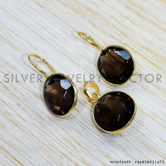 Smoky Quartz 925 Sterling Silver Jewelry Set (GS-570) Smoky Quartz 925 Sterling Silver Jewelry Set (GS-570)