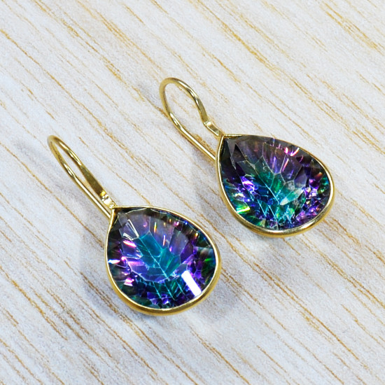 Authentic Gold Plated Sterling Silver Mystic Topaz Gemstone Beautiful Set GS-571