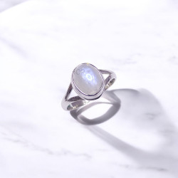 Wholesale Rainbow Moonstone 925 Silver Oval Solitaire Rings | MYS BR101 Wholesale Rainbow Moonstone 925 Silver Oval Solitaire Rings | MYS BR101