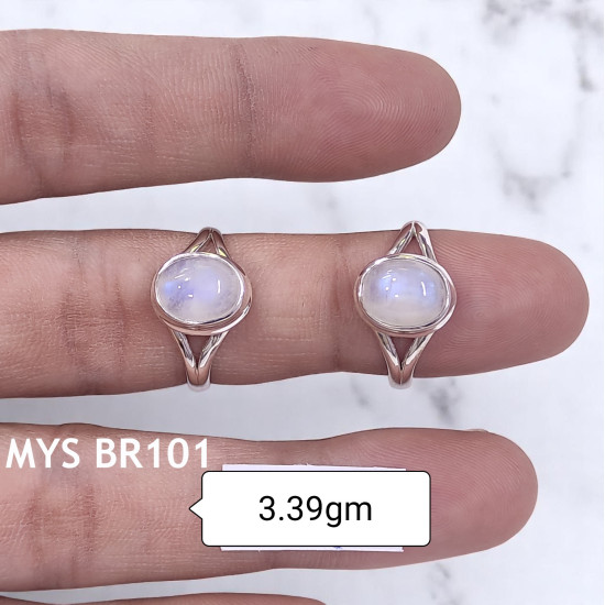 Wholesale Rainbow Moonstone 925 Silver Oval Solitaire Rings | MYS BR101 Wholesale Rainbow Moonstone 925 Silver Oval Solitaire Rings | MYS BR101