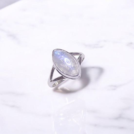 Wholesale Rainbow Moonstone 925 Silver Marquise Solitaire Rings | MYS BR102 Wholesale Rainbow Moonstone 925 Silver Marquise Solitaire Rings | MYS BR102