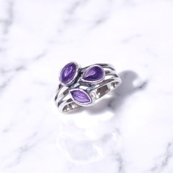 Wholesale Multi-Gemstone 3-Stone 925 Silver Triple Band Rings | MYS BR103 Wholesale Multi-Gemstone 3-Stone 925 Silver Triple Band Rings | MYS BR103