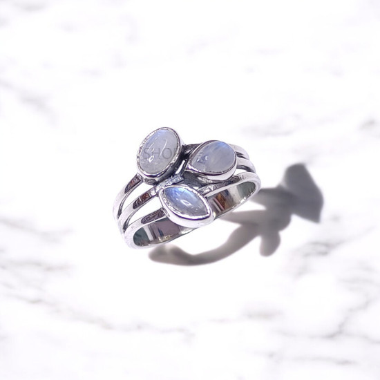 Wholesale Multi-Gemstone 3-Stone 925 Silver Triple Band Rings | MYS BR103 Wholesale Multi-Gemstone 3-Stone 925 Silver Triple Band Rings | MYS BR103