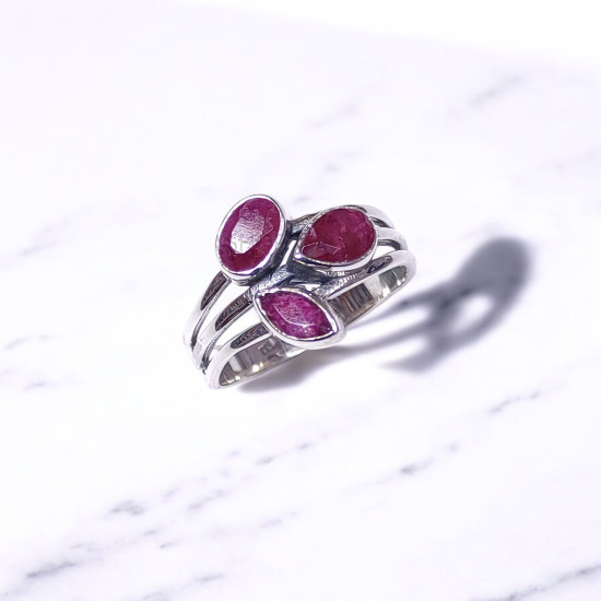 Wholesale Multi-Gemstone 3-Stone 925 Silver Triple Band Rings | MYS BR103 Wholesale Multi-Gemstone 3-Stone 925 Silver Triple Band Rings | MYS BR103
