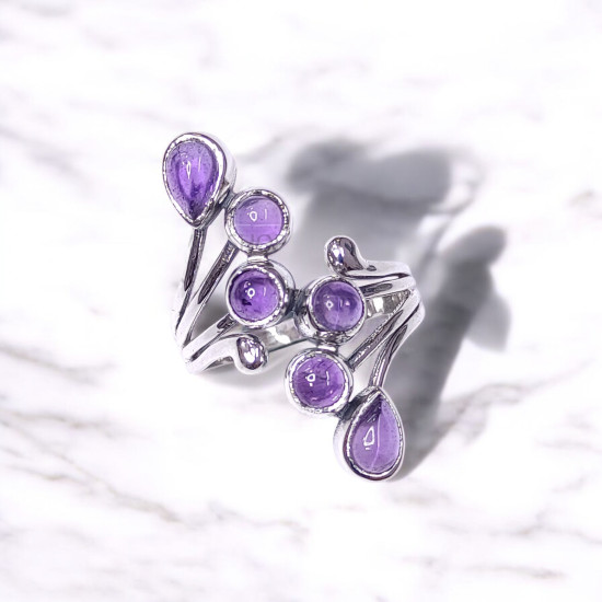 Wholesale Multi-Gemstone 6-Stone 925 Silver Branch Cluster Rings | MYS BR105 Wholesale Multi-Gemstone 6-Stone 925 Silver Branch Cluster Rings | MYS BR105