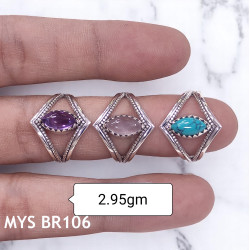 Wholesale Multi-Gemstone Marquise 925 Silver Geometric Cage Rings | MYS BR106