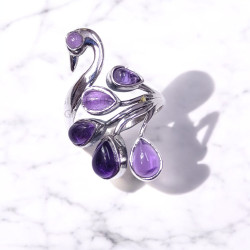 Wholesale Multi-Gemstone 6-Stone 925 Silver Peacock Spray Rings | MYS BR108 Wholesale Multi-Gemstone 6-Stone 925 Silver Peacock Spray Rings | MYS BR108
