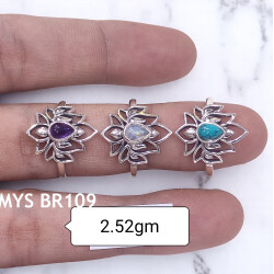Wholesale Multi-Gemstone 925 Silver Teardrop Lotus Mandala Rings | MYS BR109