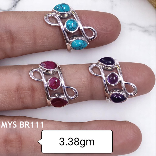 Wholesale Multi-Gemstone 3-Stone 925 Silver Infinity Cage Rings | MYS BR111 Wholesale Multi-Gemstone 3-Stone 925 Silver Infinity Cage Rings | MYS BR111