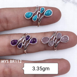Wholesale Multi-Gemstone 4-Stone 925 Silver Branch Bypass Rings | MYS BR112