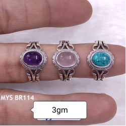 Wholesale Multi-Gemstone 925 Silver Vintage Balinese Rings | MYS BR114