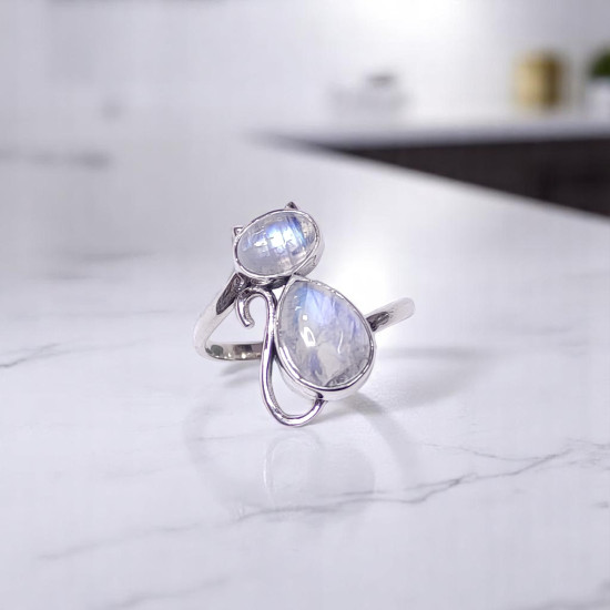 Wholesale Multi-Gemstone 2-Stone 925 Silver Whimsical Cat Rings | MYS BR116 Wholesale Multi-Gemstone 2-Stone 925 Silver Whimsical Cat Rings | MYS BR116