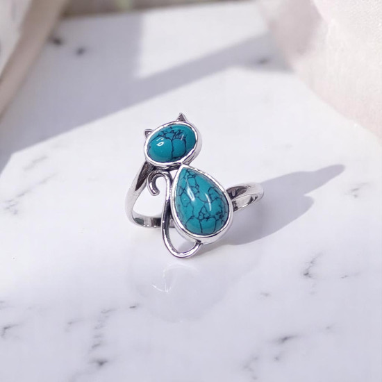 Wholesale Multi-Gemstone 2-Stone 925 Silver Whimsical Cat Rings | MYS BR116 Wholesale Multi-Gemstone 2-Stone 925 Silver Whimsical Cat Rings | MYS BR116