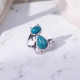 Wholesale Multi-Gemstone 2-Stone 925 Silver Whimsical Cat Rings | MYS BR116 Wholesale Multi-Gemstone 2-Stone 925 Silver Whimsical Cat Rings | MYS BR116