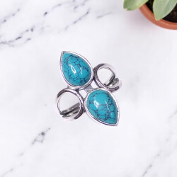 Wholesale Multi-Gemstone 2-Stone 925 Silver Open Shield Rings | MYS BR117 Wholesale Multi-Gemstone 2-Stone 925 Silver Open Shield Rings | MYS BR117