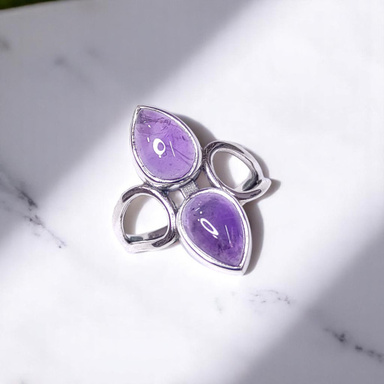 Wholesale Multi-Gemstone 2-Stone 925 Silver Open Shield Rings | MYS BR117 Wholesale Multi-Gemstone 2-Stone 925 Silver Open Shield Rings | MYS BR117