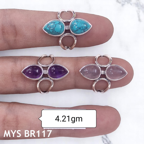 Wholesale Multi-Gemstone 2-Stone 925 Silver Open Shield Rings | MYS BR117 Wholesale Multi-Gemstone 2-Stone 925 Silver Open Shield Rings | MYS BR117