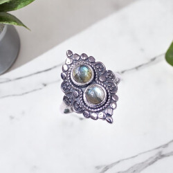 Wholesale Multi-Gemstone 2-Stone 925 Silver Vintage Balinese Rings | MYS BR118 Wholesale Multi-Gemstone 2-Stone 925 Silver Vintage Balinese Rings | MYS BR118