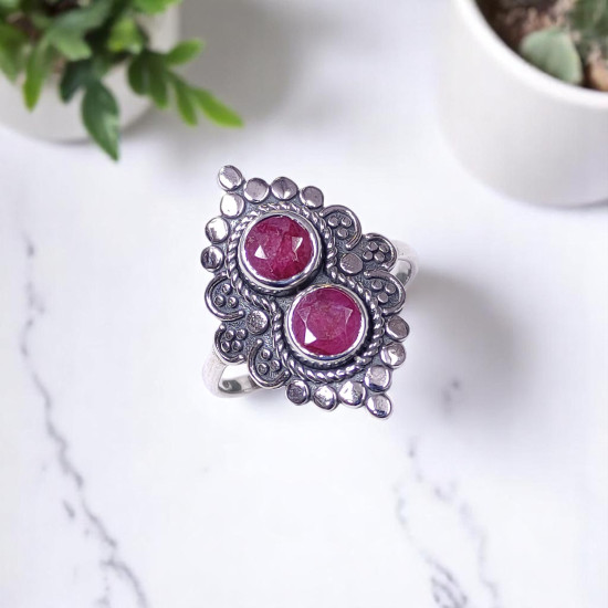 Wholesale Multi-Gemstone 2-Stone 925 Silver Vintage Balinese Rings | MYS BR118 Wholesale Multi-Gemstone 2-Stone 925 Silver Vintage Balinese Rings | MYS BR118