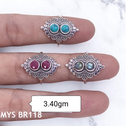 Wholesale Multi-Gemstone 2-Stone 925 Silver Vintage Balinese Rings | MYS BR118