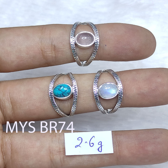 Wholesale 925 Sterling Silver Boho Open Eye Ring | Multi Gemstone Geometric Marquise Jewelry (MYS BR74)