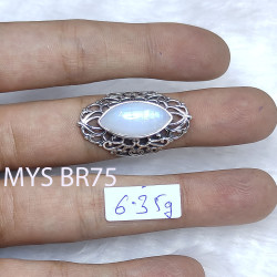 Wholesale 925 Sterling Silver Rainbow Moonstone Ring | Vintage Ornate Marquise Filigree Statement Jewelry (MYS BR75)