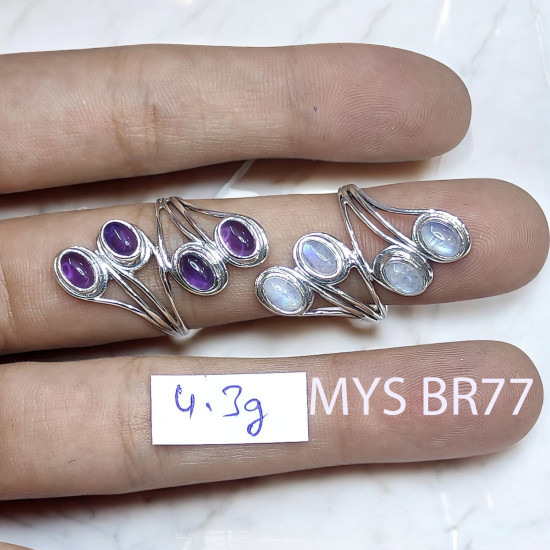Wholesale 925 Sterling Silver Multi Stone Ring | Minimalist Bypass Oval Gemstone Cluster Jewelry (MYS BR77) Wholesale 925 Sterling Silver Multi Stone Ring | Minimalist Bypass Oval Gemstone Cluster Jewelry (MYS BR77)