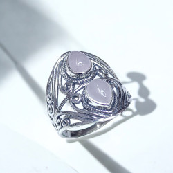 Wholesale 925 Sterling Silver Gemstone Ring | Vintage Ornate Twin Teardrop Filigree Statement Jewelry (MYS BR78) Wholesale 925 Sterling Silver Gemstone Ring | Vintage Ornate Twin Teardrop Filigree Statement Jewelry (MYS BR78)