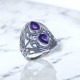 Wholesale 925 Sterling Silver Gemstone Ring | Vintage Ornate Twin Teardrop Filigree Statement Jewelry (MYS BR78) Wholesale 925 Sterling Silver Gemstone Ring | Vintage Ornate Twin Teardrop Filigree Statement Jewelry (MYS BR78)