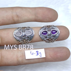 Wholesale 925 Sterling Silver Gemstone Ring | Vintage Ornate Twin Teardrop Filigree Statement Jewelry (MYS BR78)