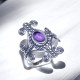 Wholesale 925 Sterling Silver Gemstone Ring | Vintage Tribal Scrollwork Shield Statement Jewelry (MYS BR81)