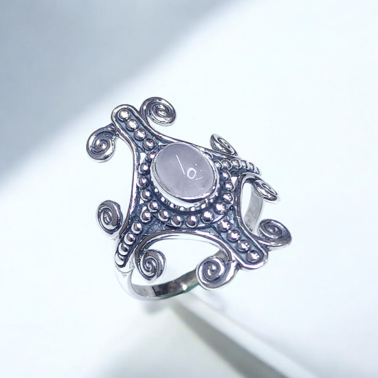 Wholesale 925 Sterling Silver Gemstone Ring | Vintage Tribal Scrollwork Shield Statement Jewelry (MYS BR81)