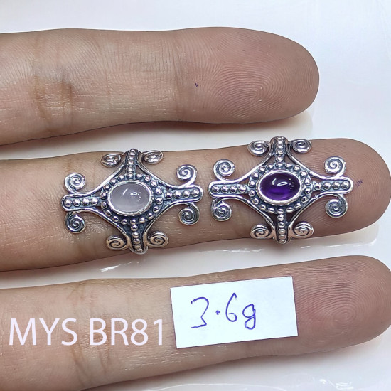 Wholesale 925 Sterling Silver Gemstone Ring | Vintage Tribal Scrollwork Shield Statement Jewelry (MYS BR81)