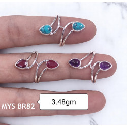 Wholesale Multi-Gemstone Teardrop 925 Silver Bypass Rings | MYS BR82