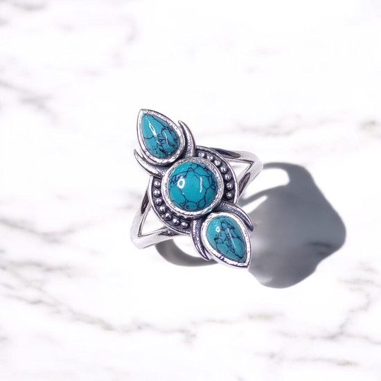925 Sterling Silver Rings Natural Turquoise & Moonstone Gemstone Wholeslae Price Silver Rings MYS BR83 925 Sterling Silver Rings Natural Turquoise & Moonstone Gemstone Wholeslae Price Silver Rings MYS BR83