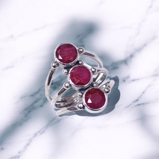 Wholesale Multi-Gemstone 3-Stone 925 Silver Cage Rings | MYS BR84 Wholesale Multi-Gemstone 3-Stone 925 Silver Cage Rings | MYS BR84
