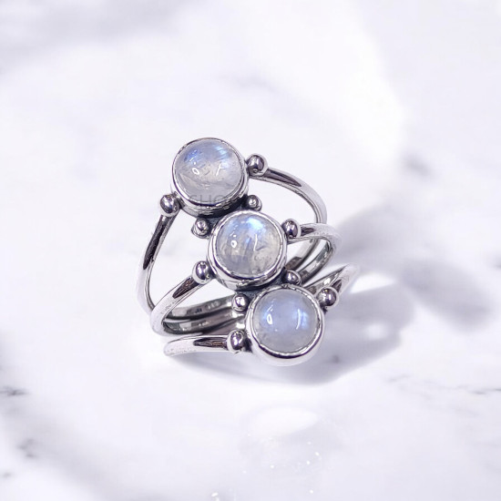 Wholesale Multi-Gemstone 3-Stone 925 Silver Cage Rings | MYS BR84 Wholesale Multi-Gemstone 3-Stone 925 Silver Cage Rings | MYS BR84