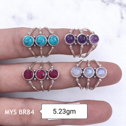 Wholesale Multi-Gemstone 3-Stone 925 Silver Cage Rings | MYS BR84