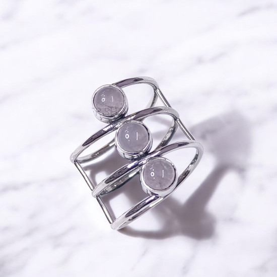 Wholesale Multi-Gemstone 3-Stone 925 Silver Triple Band Rings | MYS BR85 Wholesale Multi-Gemstone 3-Stone 925 Silver Triple Band Rings | MYS BR85