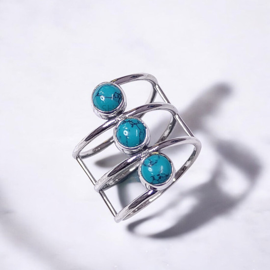 Wholesale Multi-Gemstone 3-Stone 925 Silver Triple Band Rings | MYS BR85 Wholesale Multi-Gemstone 3-Stone 925 Silver Triple Band Rings | MYS BR85