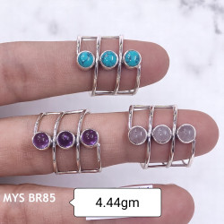 Wholesale Multi-Gemstone 3-Stone 925 Silver Triple Band Rings | MYS BR85