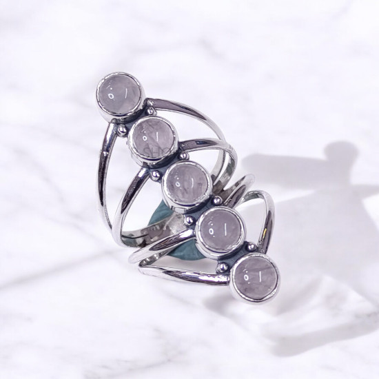 Wholesale Multi-Gemstone 5-Stone 925 Silver Marquise Cage Rings | MYS BR86 Wholesale Multi-Gemstone 5-Stone 925 Silver Marquise Cage Rings | MYS BR86