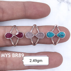 Wholesale Multi-Gemstone 2-Stone 925 Silver Double Teardrop Rings | MYS BR89